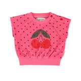 baby sleeveless sweatshirt |pink w/ cherry print