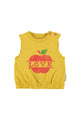 baby sleeveless top | mustard w/ apple print
