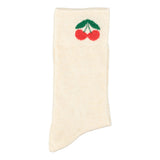 Ecru socks with cherry print