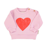 Girl baby lilac sweatshirt with red heart print