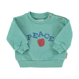 Unisex baby turquoise sweatshirt with “peace” print