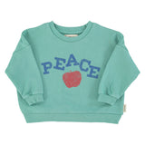 Unisex turquoise sweatshirt with “peace” print