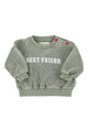 baby sweatshirt | washed green w/ "best friend" print