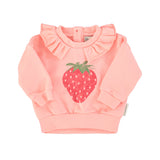 Girl baby light pink sweatshirt with strawberry print