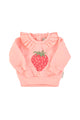 baby sweatshirt w/ collar | light pink w/ strawberry print