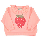 Girl light pink sweatshirt with strawberry print