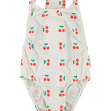 Girl Swimsuit with Back Bow in Cherry Print