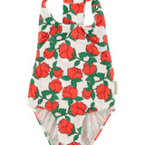Girl Swimsuit with Back Bow in Rose Print