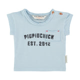 baby t-shirt | light blue w/ "piupiuchick" print