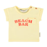 baby t-shirt | light yellow w/ "beach bar" print