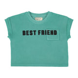 t-shirt | turquoise w/ "best friend" print