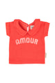 baby t-shirt w/ peter pan collar| red w/ "amour" print