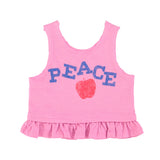 baby top | pink w/ "peace" print