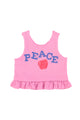 baby top | pink w/ "peace" print