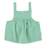 top w/ straps | green & ecru checkered