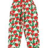 Trousers | ecru w/ red roses print