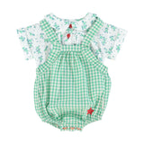 baby romper | green & ecru checkered