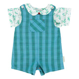 baby short jumpsuit | blue & green checkered