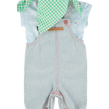 baby dungarees | ecru w/ indigo stripes