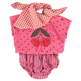 baby sleeveless sweatshirt |pink w/ cherry print