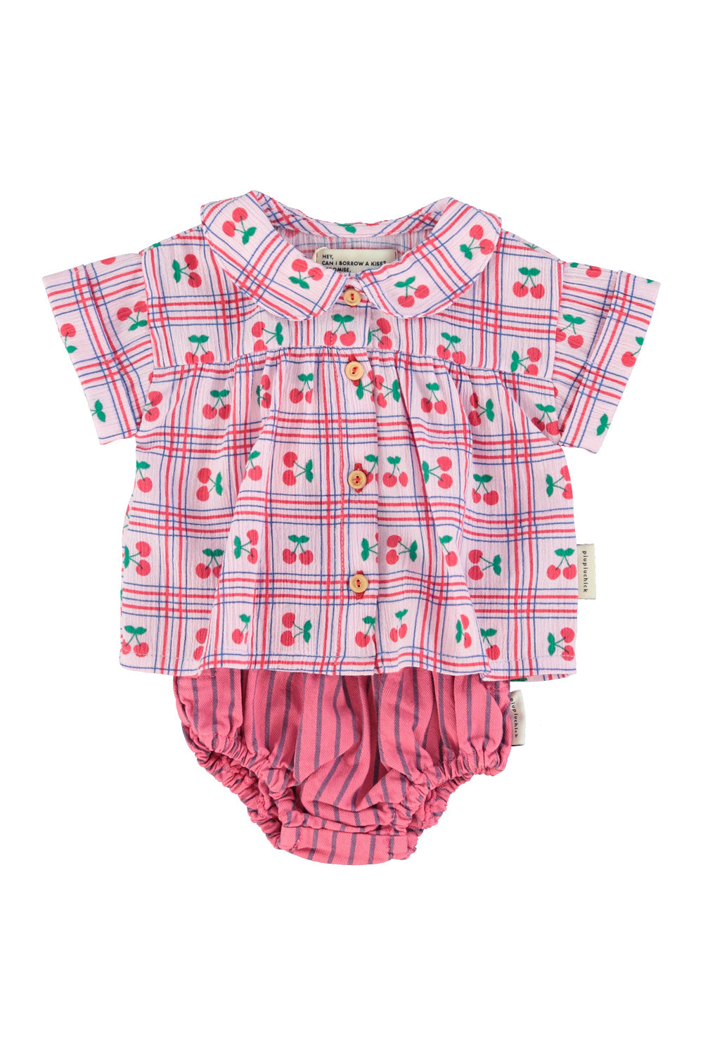 Baby peter pan collar shirt | lilac w/ cherries allover