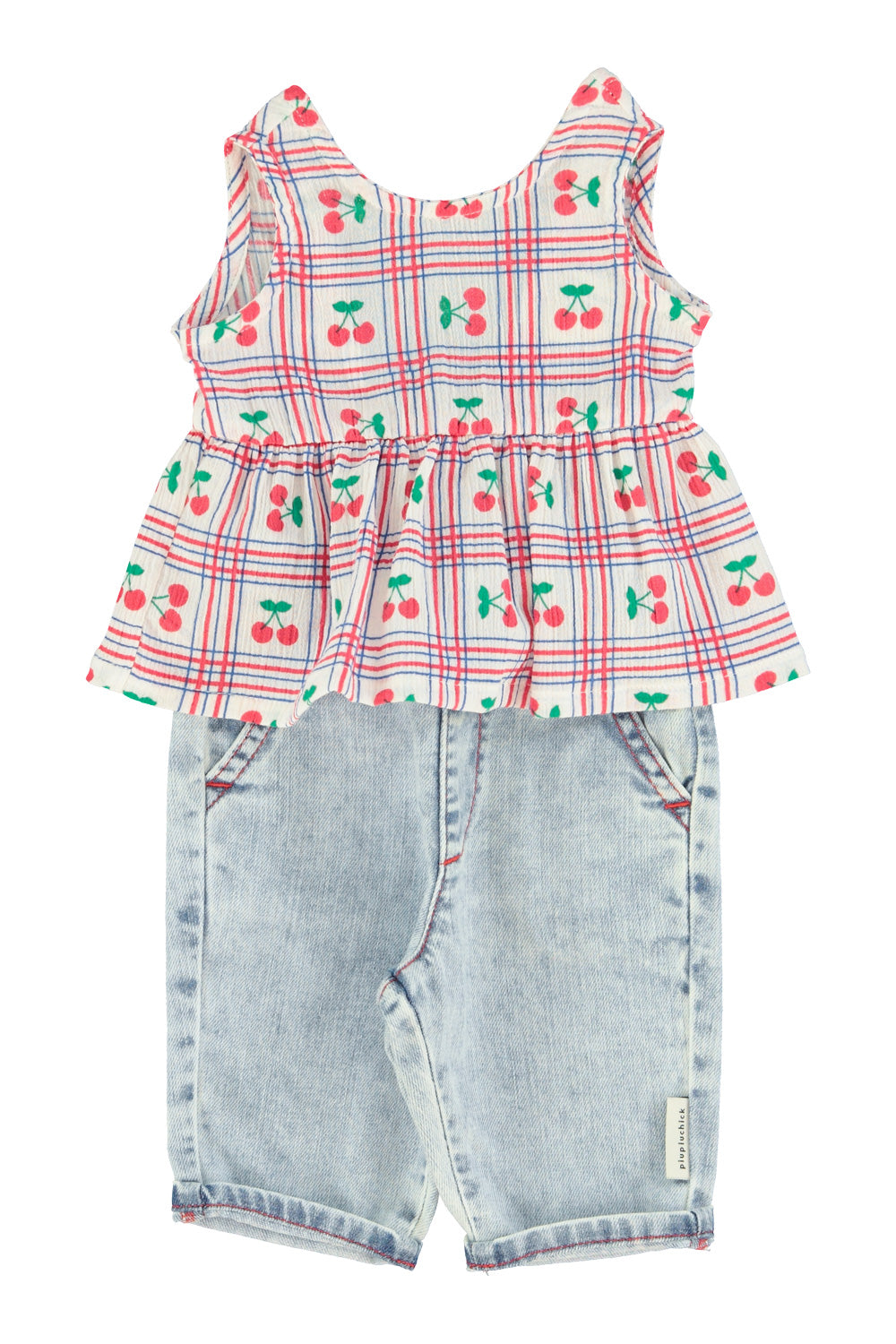 baby top | ecru w/ cherries allover