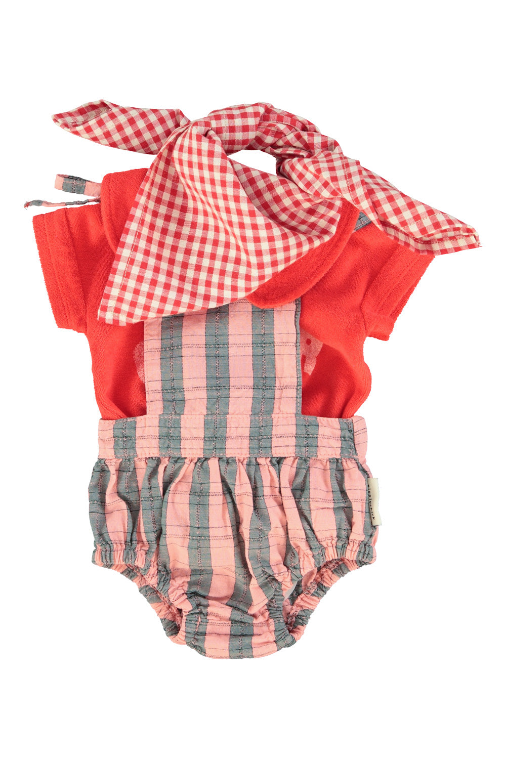 Baby playsuit | pink & green checkered
