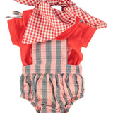 Baby playsuit | pink & green checkered