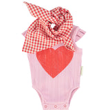 baby sleeveless bodysuit | lilac w/ red heart print