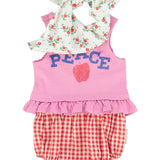 baby top | pink w/ "peace" print
