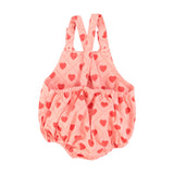 baby romper | pink w/ red hearts allover