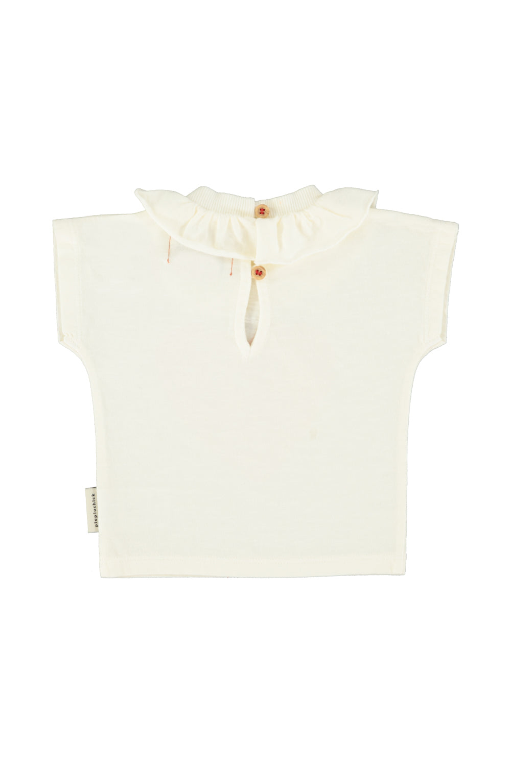 baby t-shirt w/ collar| ecru w/ red heart print