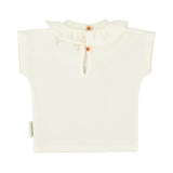 baby t-shirt w/ collar| ecru w/ red heart print