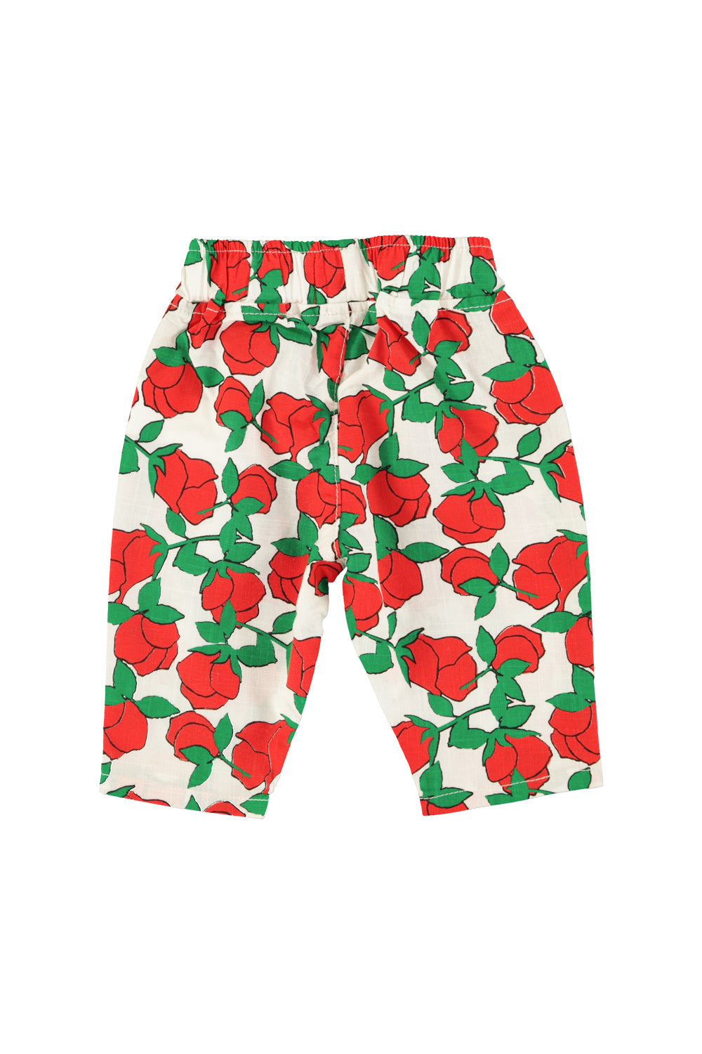 Baby trousers | ecru w/ red roses print