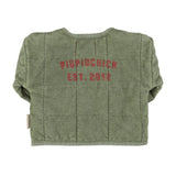 Unisex baby washed green padded jacket with back print