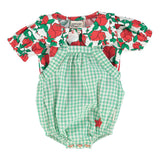 baby blouse w/ sailor collar | ecru w/ red roses print
