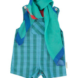 baby short jumpsuit | blue & green checkered
