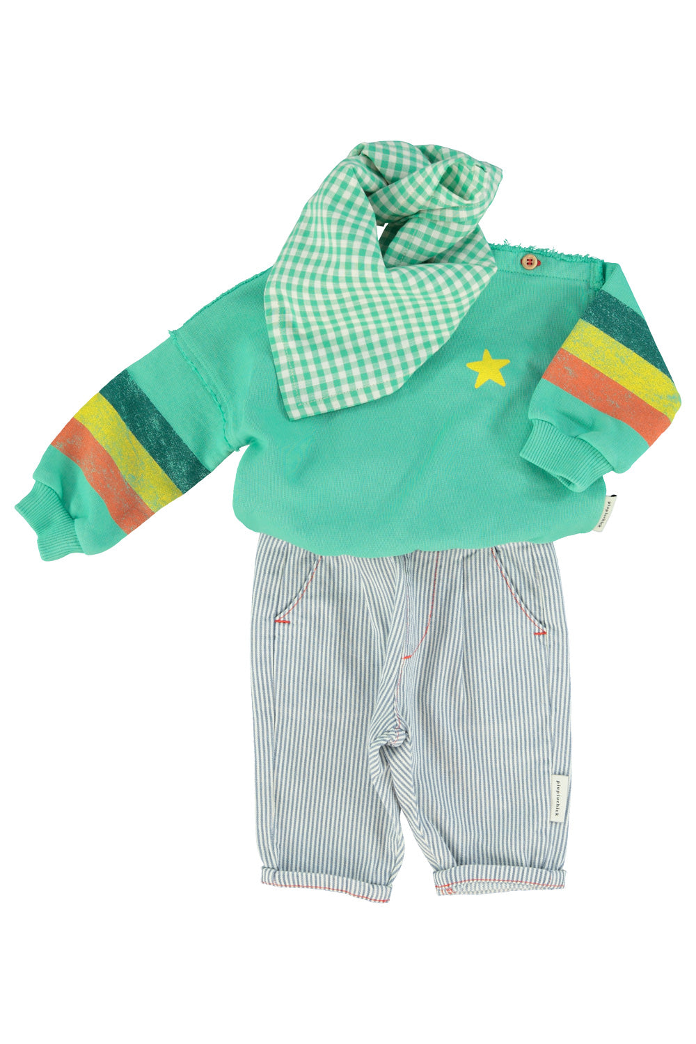 baby unisex trousers  | ecru w/ indigo stripes