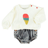 baby sweatshirt | ecru w/ ice cream print