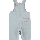 baby dungarees | ecru w/ indigo stripes