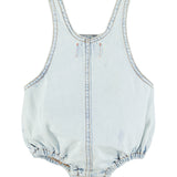 baby romper | washed light blue denim