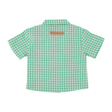 baby hawaiian shirt | green  & ecru checkered