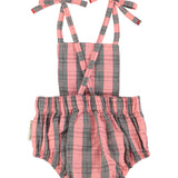 Baby playsuit | pink & green checkered