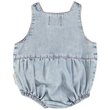 sleeveless baby romper | blue light denim