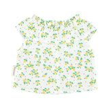 Baby sleeveless blouse w/ collar | ecru w/ yellow flowers allover