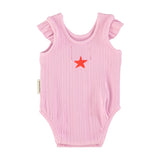 baby sleeveless bodysuit | lilac w/ red heart print