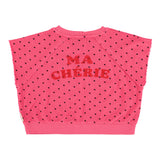 baby sleeveless sweatshirt |pink w/ cherry print