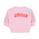 Girl baby lilac sweatshirt with red heart print