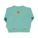 Unisex baby turquoise sweatshirt with “peace” print