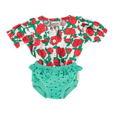 baby blouse w/ sailor collar | ecru w/ red roses print
